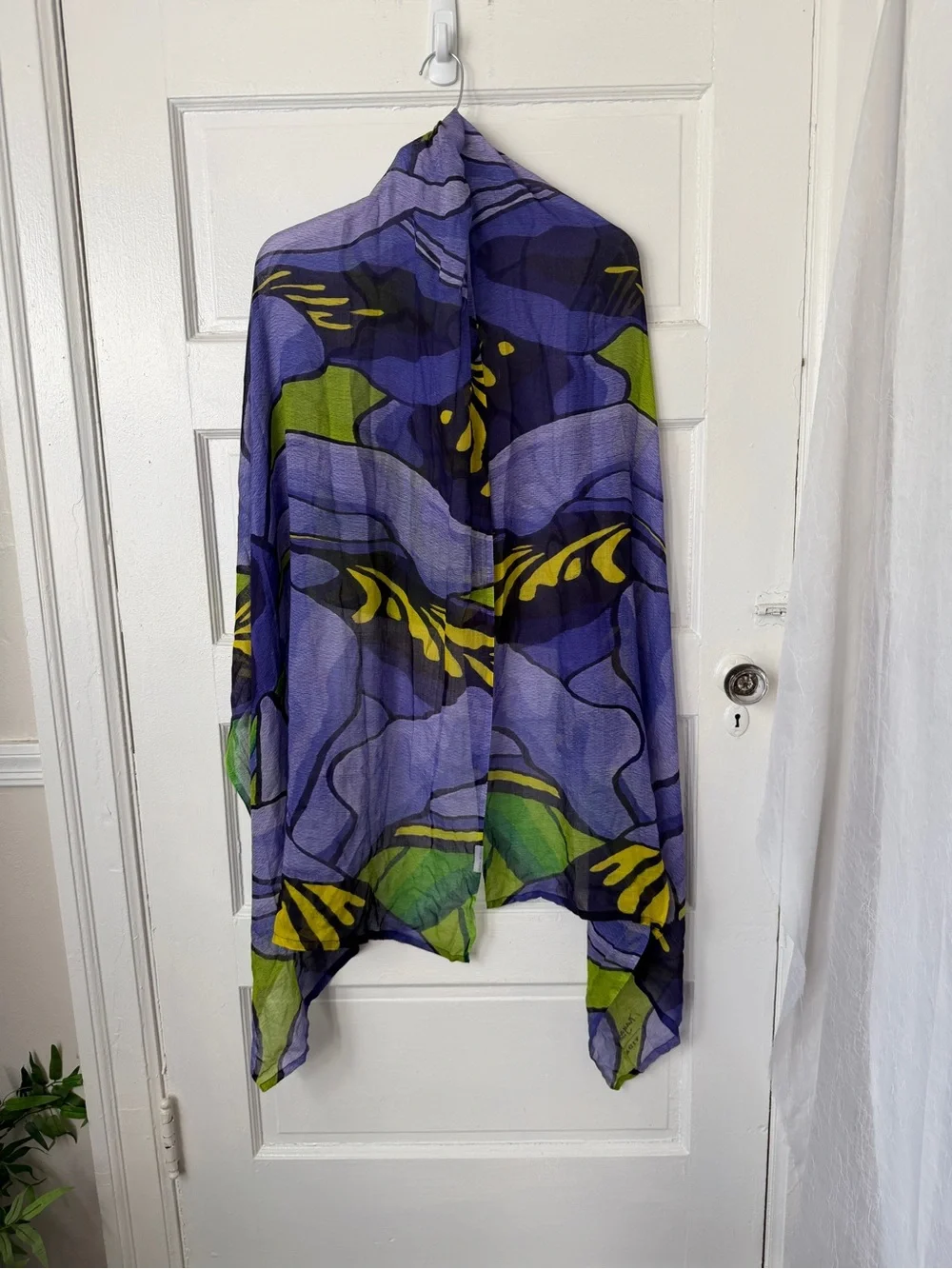Vida Art Lightweight Modal Purple Abstract Iris Floral Print Scarf Wrap Festival